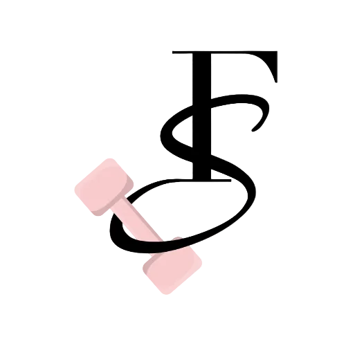 A stylized black monogram combining the letter F with a curling dumbbell, shown on a plain white background.