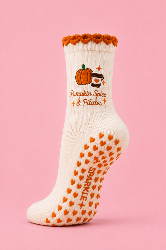 Pumpkin and Spice Pilate Socks Preorder